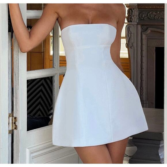 NWT Babyboo Asha Mini Dress Ivory Strapless Bubble Bride Bridal Structured XL - Picture 1 of 14